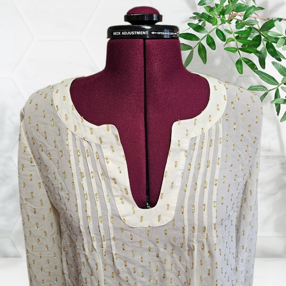 Lilly Pulitzer Silk Top, Cream & Gold Clip - Picture 2 of 16